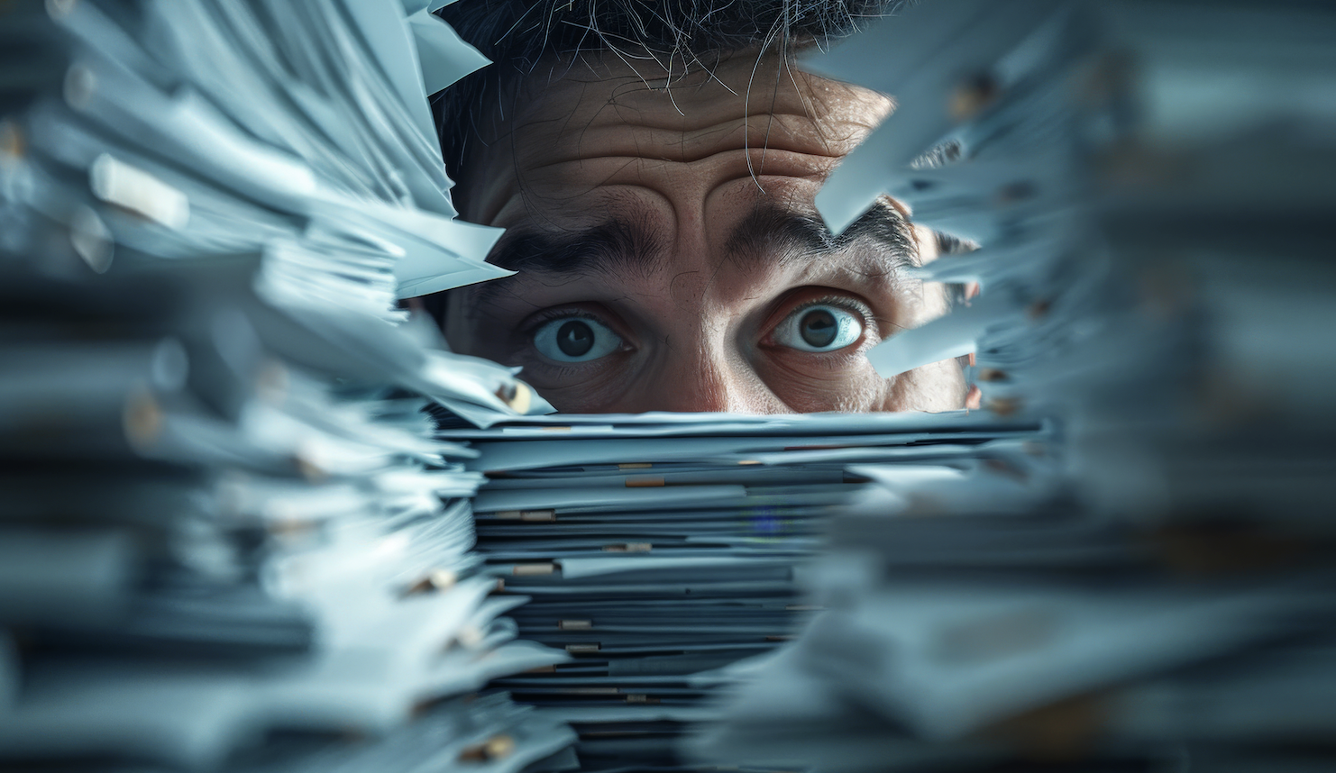 Man drowning in paper-1