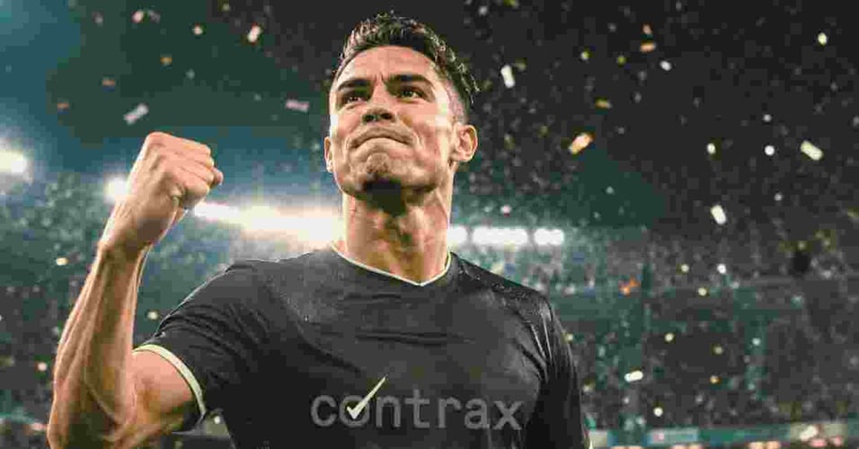 FIFA player wearing a Contrax TShirt representing the importance of teamwork (1200x627)
